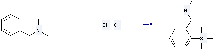 N,N-Dimethylbenzylamine is used to produce 2-trimethylsilylbenzyldimethylamin by reaction with chloro-trimethyl-silane.